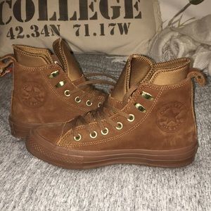 Brown suede/ leather converse